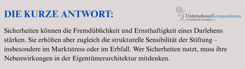 Sicherheiten bei Darlehen an die Familienstiftung Liechtenstein 