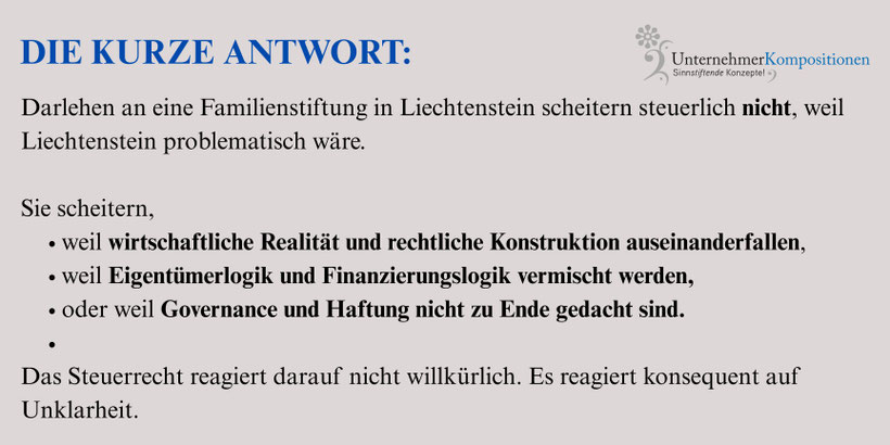 Darlehen an die Familienstiftung Liechtenstein