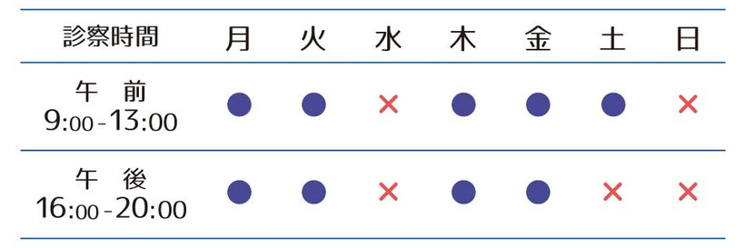 あんしん館やすらぎ治療院診療時間