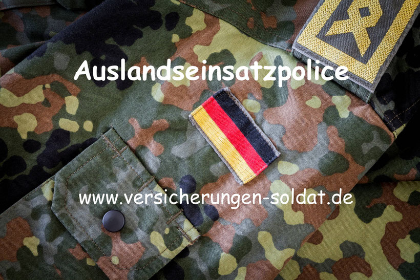 Die Auslandseinsatz Police für den Soldaten der Bundeswehr. Aktives Kriegsrisiko versichert für Afghanistan, Mali usw. 