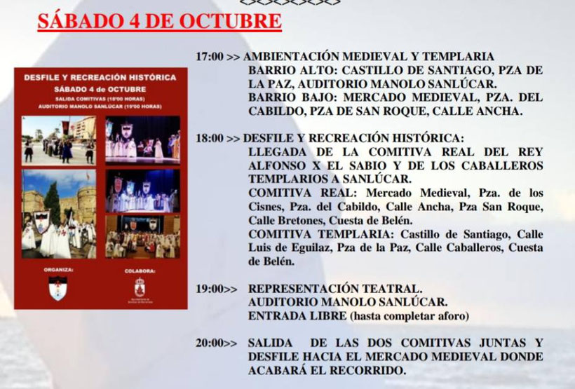 Programa del Mercado Medieval Templario de Sanlucar de Barrameda