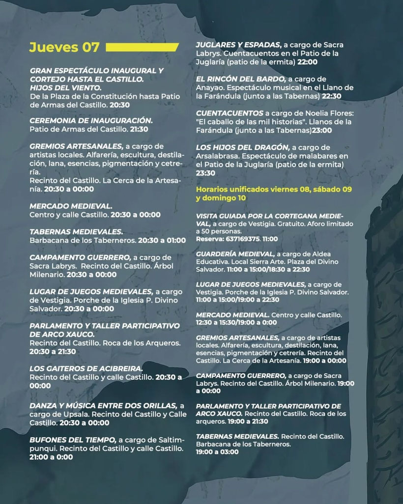Programa de las Jornadas Medievales de Cortegana