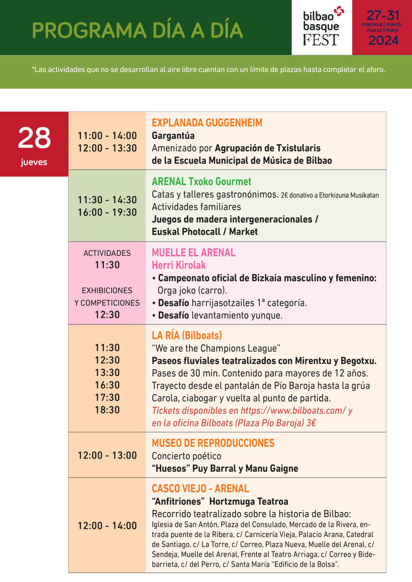 Programa del Bilbao Basque Fest