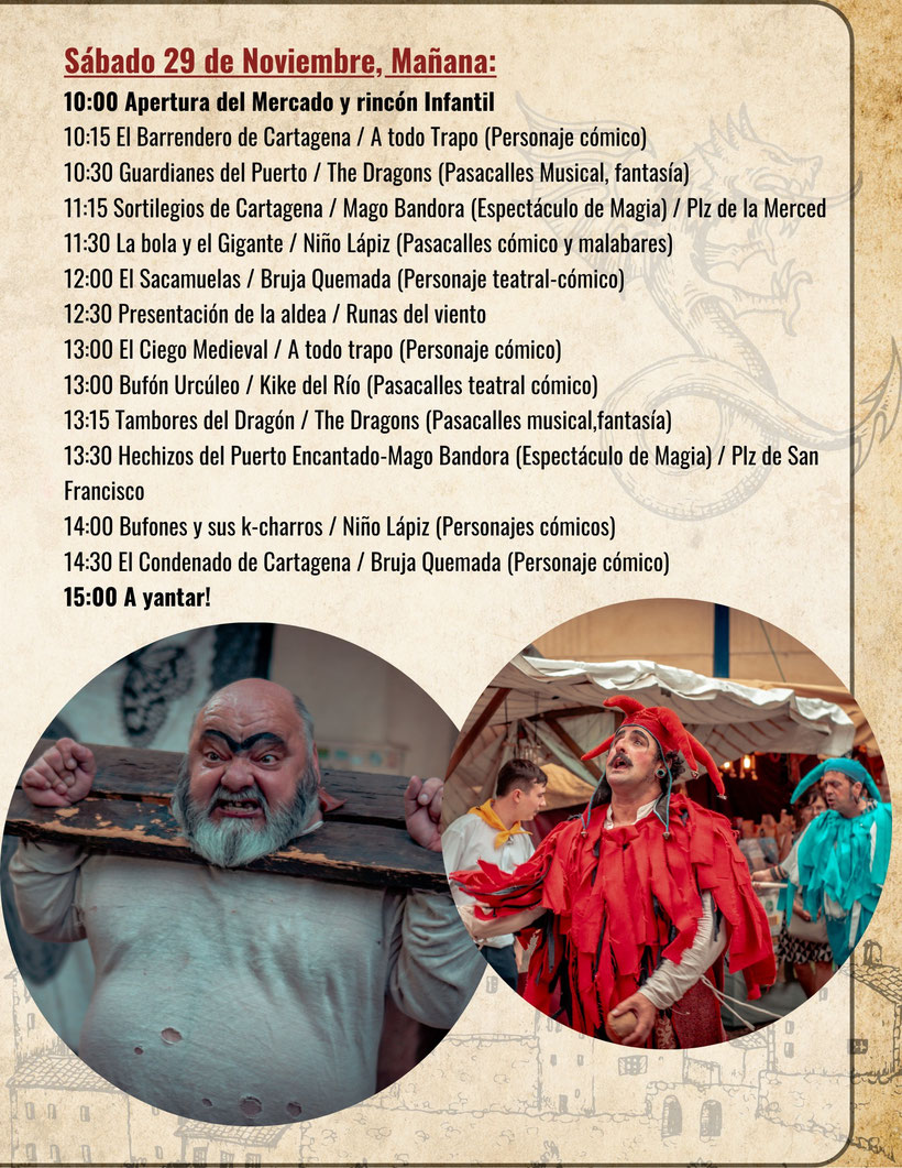 Programa de actividades del Mercado Medieval de Cartagena