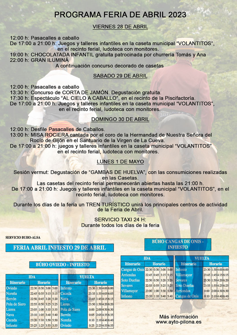 Programa de la Feria de abril en Piloña