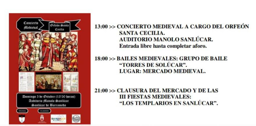 Programa del Mercado Medieval Templario de Sanlucar de Barrameda