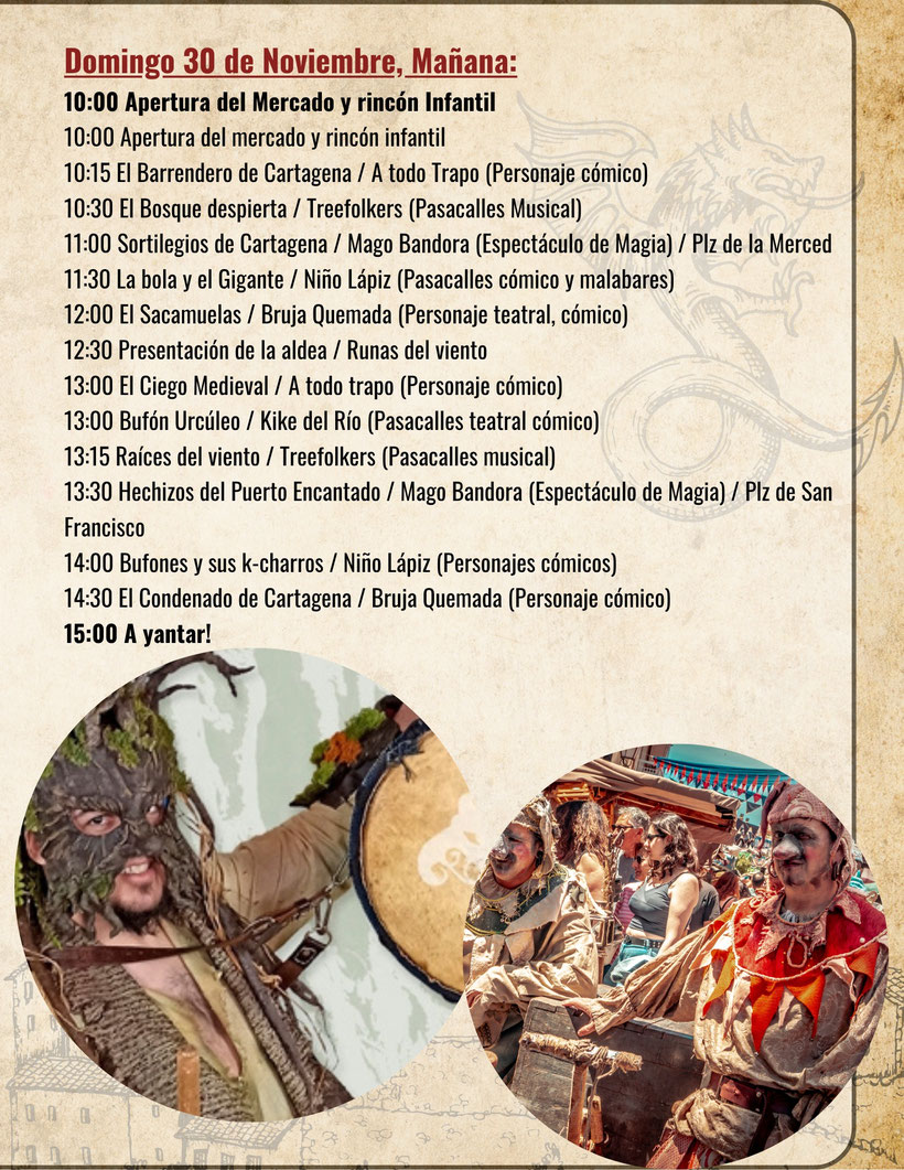 Programa de actividades del Mercado Medieval de Cartagena