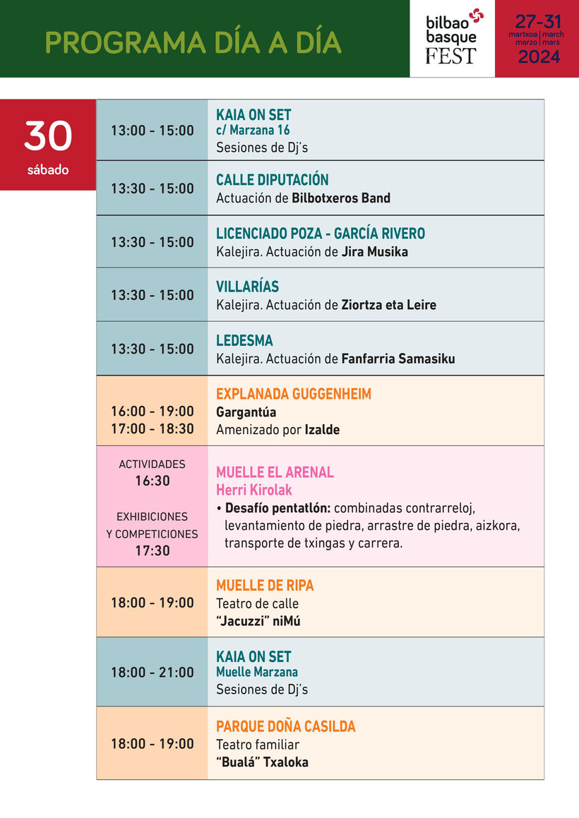 Programa del Bilbao Basque Fest