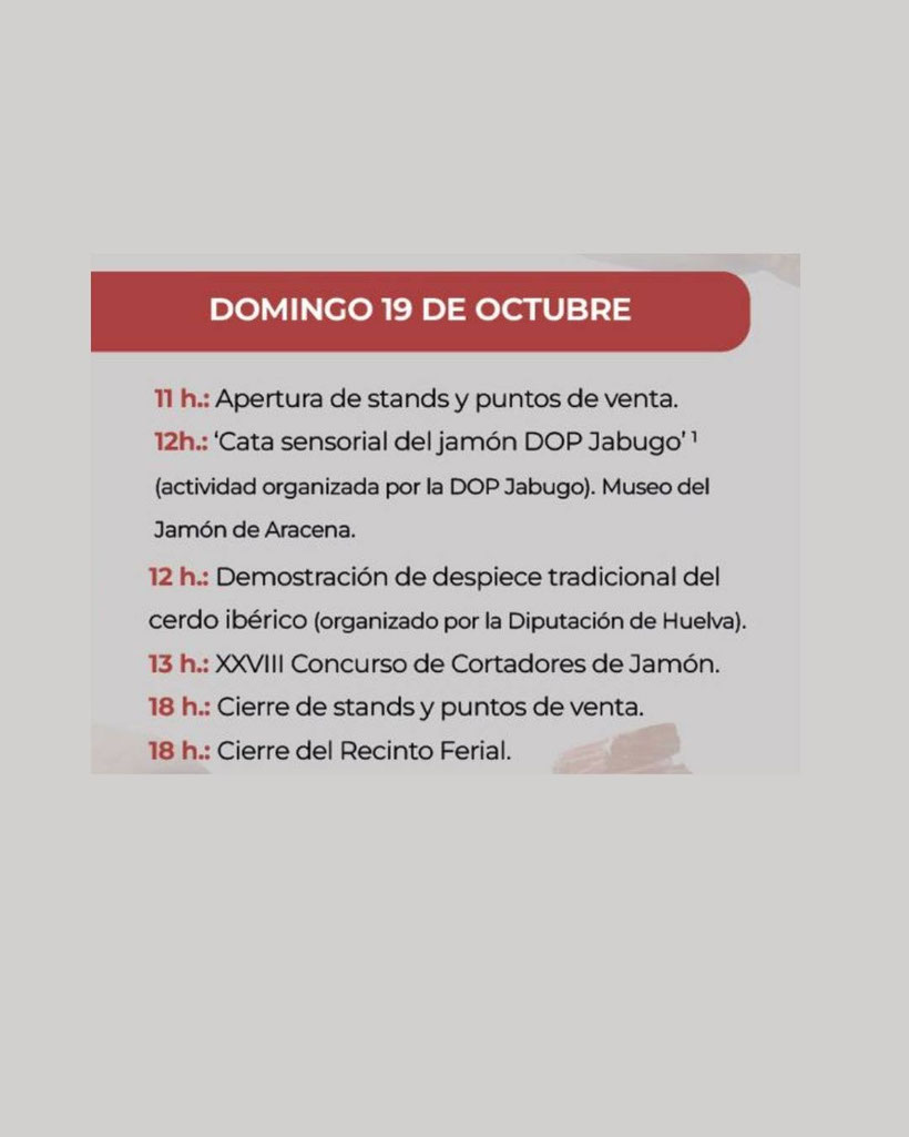 Programa de la Feria del Jamon en Aracena