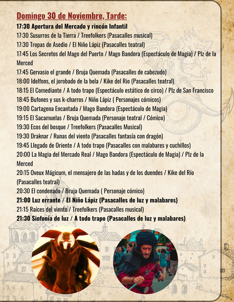 Programa de actividades del Mercado Medieval de Cartagena