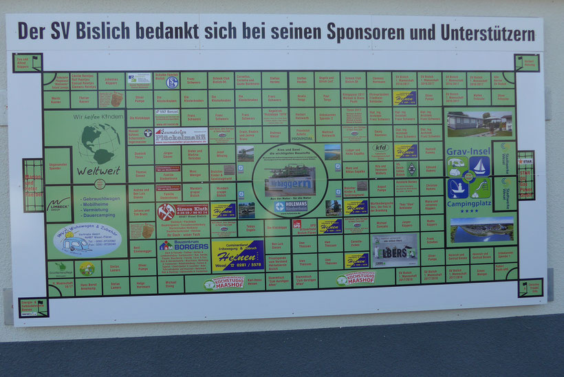 SV Bislich Kunstrasen-Sponsoren Sponsorentafel