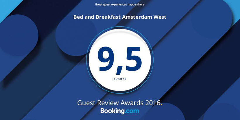 So proud of our fantastic review score on @bookingcom! Guest Review Awards 2016 #guestsloveus @bedandbreakfastamsterdam @broedelet35