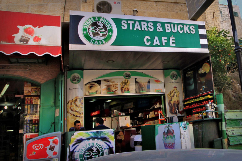 There is no Starbucks in Bethlehem. But there is Stars & Bucks... © Sabrina Iovino | JustOneWayTicket.com