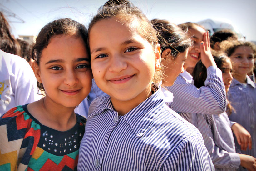 I ran into a group of Palestinian school girls at the Sebastia Archaeological Park, an ancient Roman city in the Northern West Bank... © Sabrina Iovino | JustOneWayTicket.com