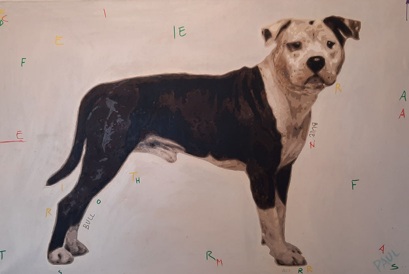 American Staffordshire Terrier - cm. 120x80 - olio su tela - 2015