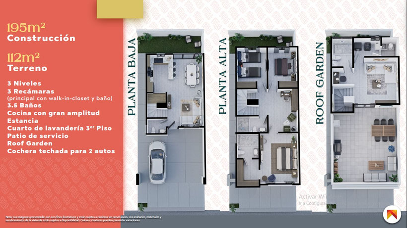 distribucion casa modelo linaria varenna residencial zona cumbres tres niveles con roof garden