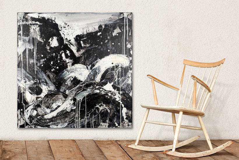 schwarz weisses Bild - Schwung des Lebens - 100 x 100 cm