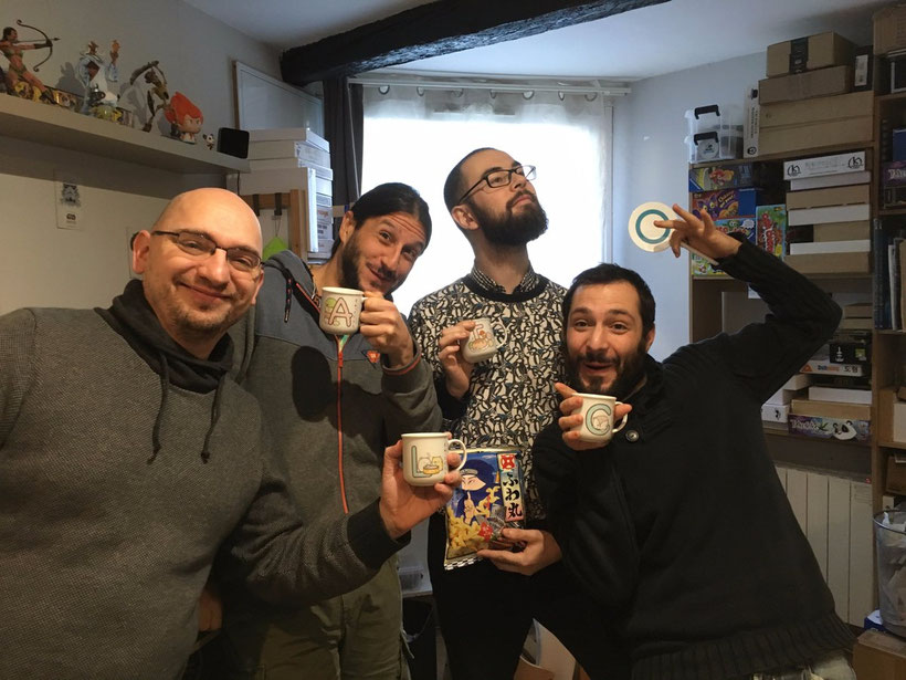 La Team Kaedama : Ludovic Maublanc, Antoine Bauza, Théo Rivière, Corentin Lebrat