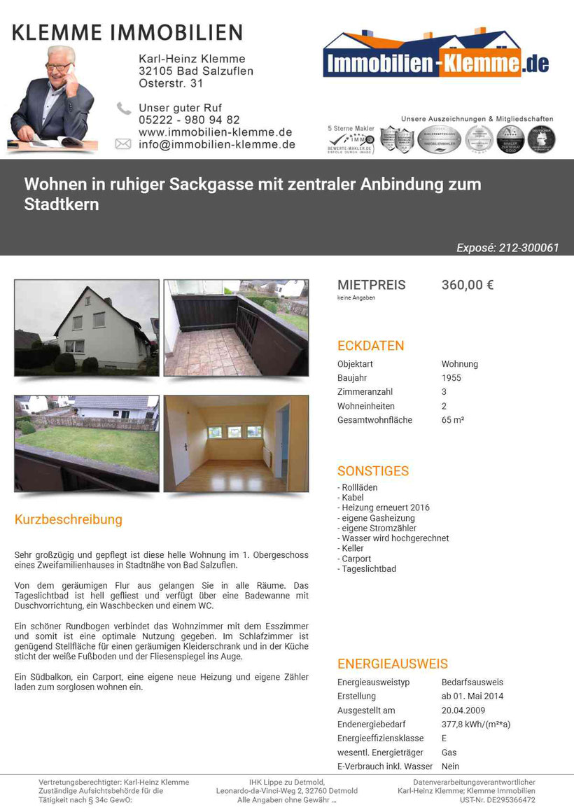 WOHNUNG KAUFEN IN BAD SALZUFLEN WOHNUNGEN WOHNUNGSVERKAUF ...