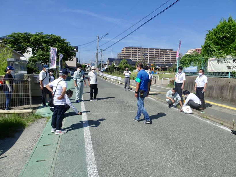 ハンプ実証事件予定地の現場確認（花見小前）