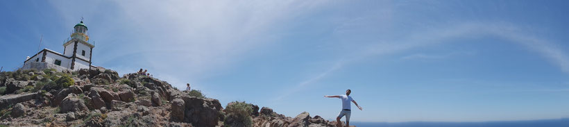 Panoramic picture Santorini lighthouse