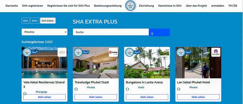 SHA Extra Plus Hotels buchen und Liste