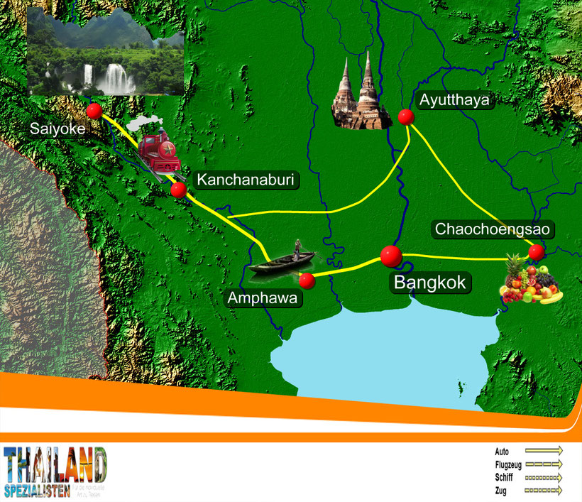 Karte dieser Thailand Urlaubsreise: Ursprüngliches Thailand