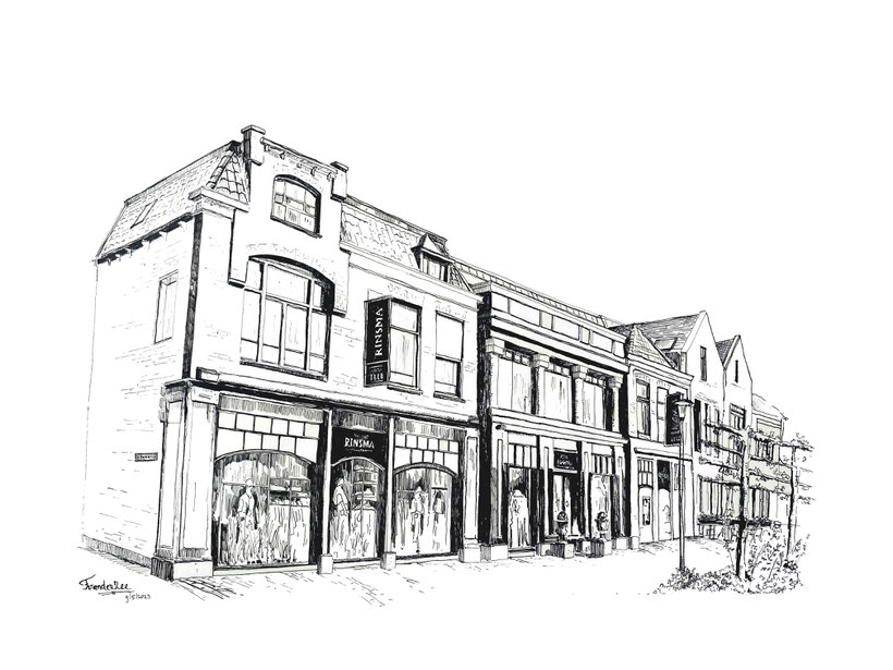 Huisportret / tekening van winkelpand