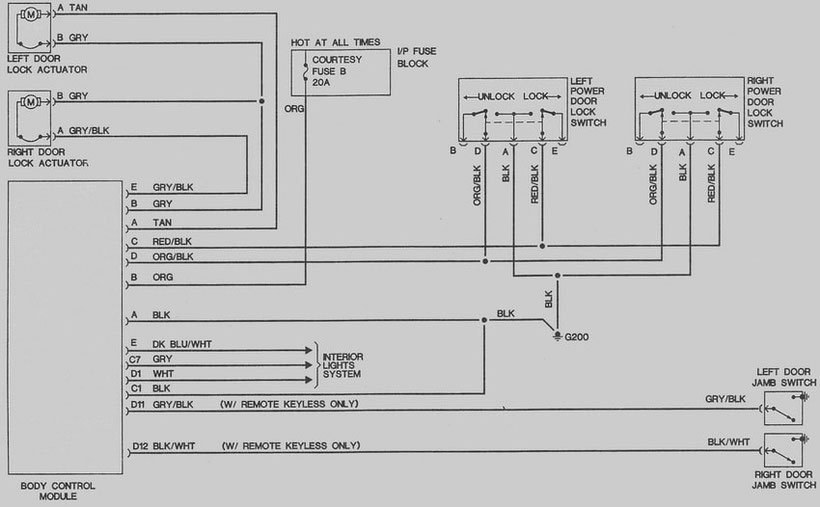 1996 -1998 CAMARO Wiring Diagram of Door Electric Locks