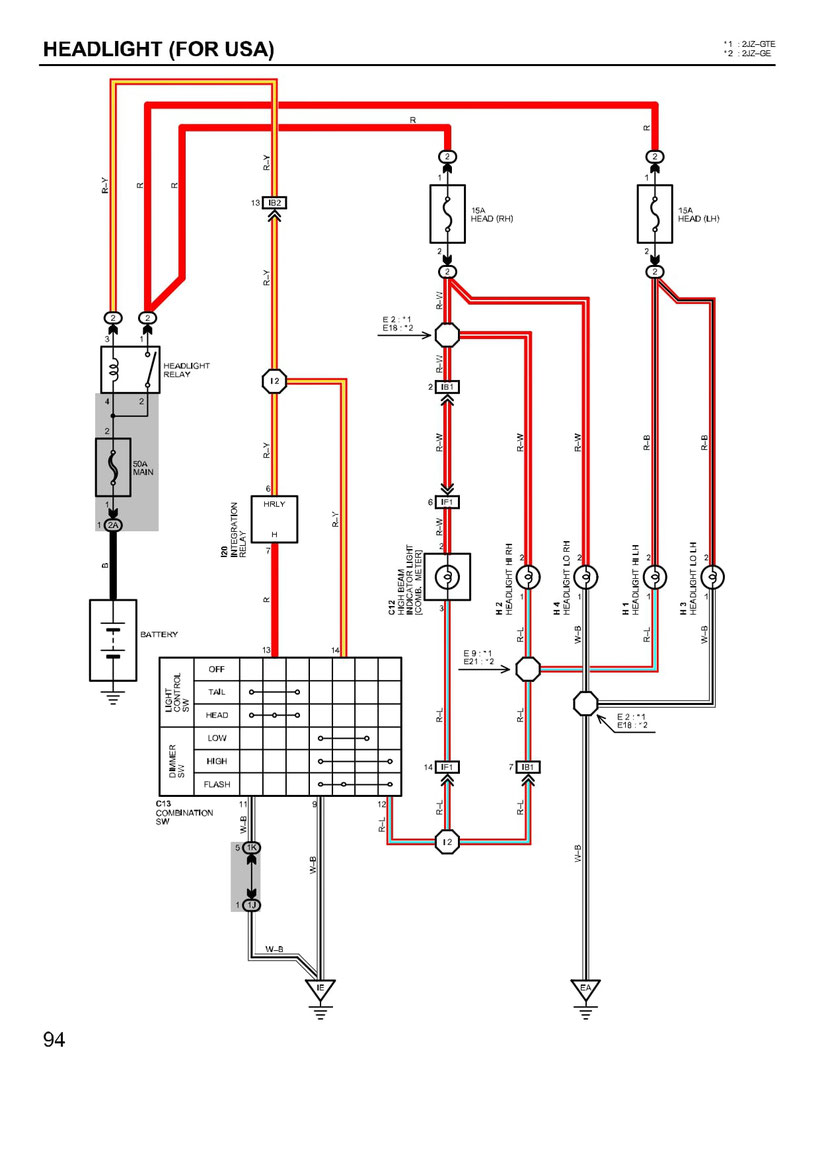 SUPRA Headlight Wiring Diagram