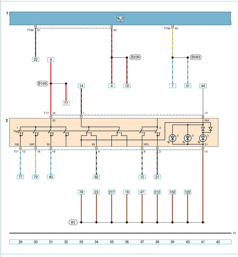 POLO SEDAN Wiring Diagram of the Power Supply Control Unit