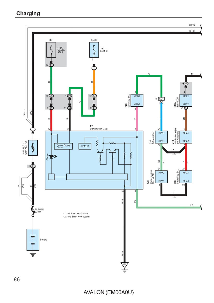 AVALON  Charging Electrical Wiring Diagram