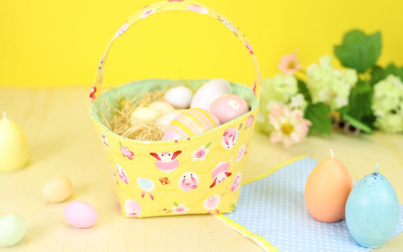 Osterkörbchen nähen mit kostenlosem Schnittmuster als Ostergeschenk oder Osterdeko DIY Idee von DIY Eule