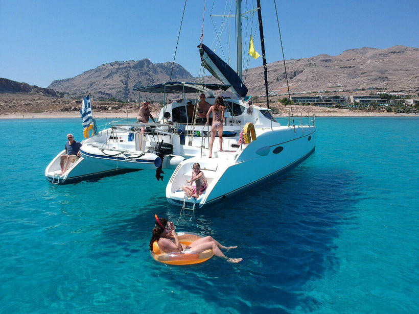 Catamaran Yachtsailing Rhodos / Katamaran Tagestour / Private Sunset