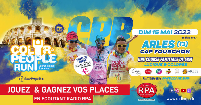 JEU RADIO RPA - COLOR PEOPLE RUN ARLES - RADIO R.P.A "la Radio du Pays  d'Arles" - 7/7j 24/24h - musique, infos, jeux, media,webradio