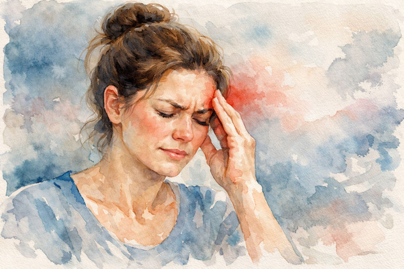 Women experiencing a tension headache