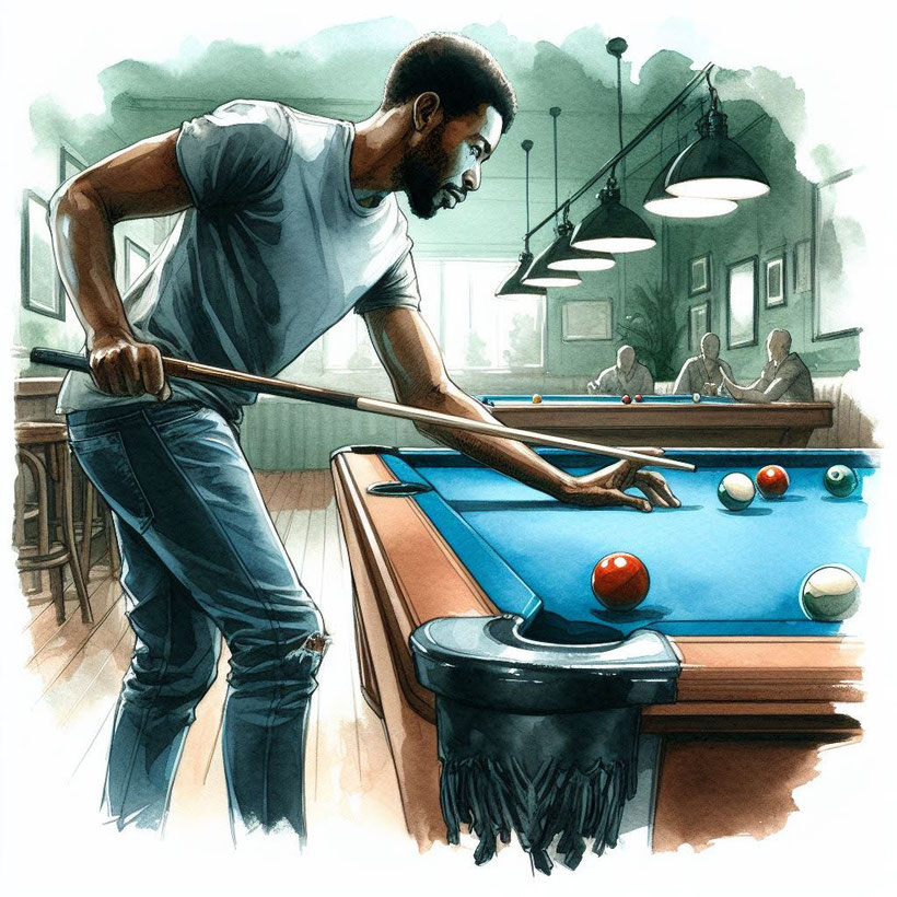 man with good posture playing pool