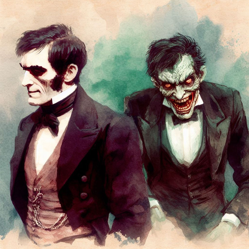 Dr Jeckyll and Mr Hyde displaying good and bad posture