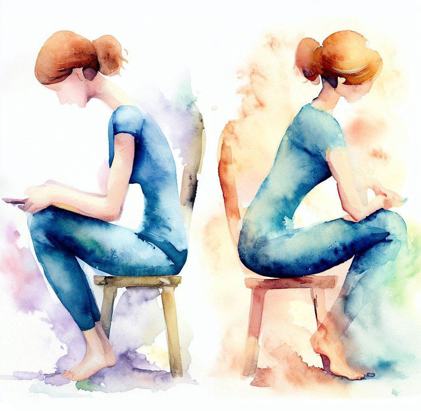 sitting with good and bad postural habits