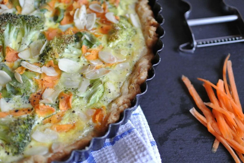 Quiche mit Brokkoli und Mandeln: vegetarisch