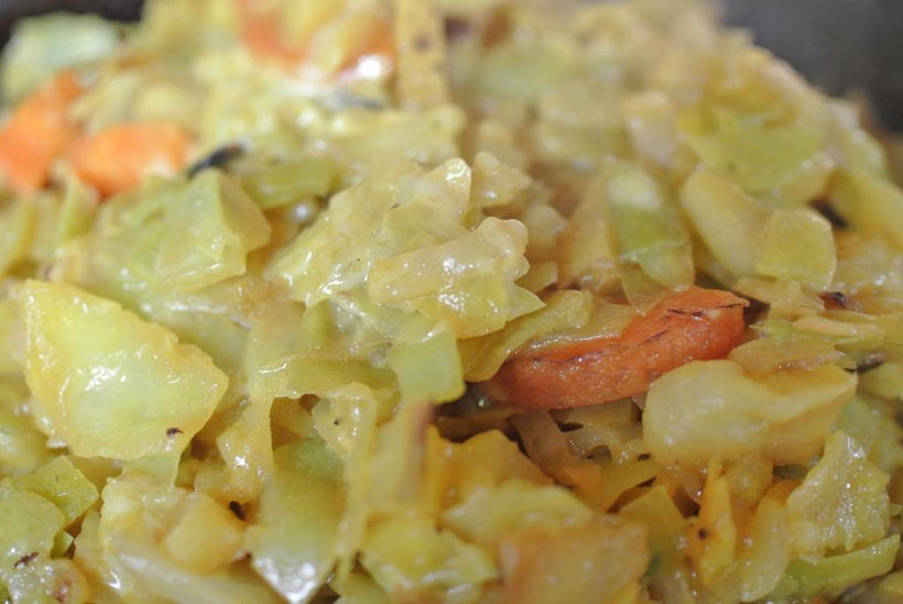 Schnelles Gratin mit Kraut, Kartoffeln und Käse
