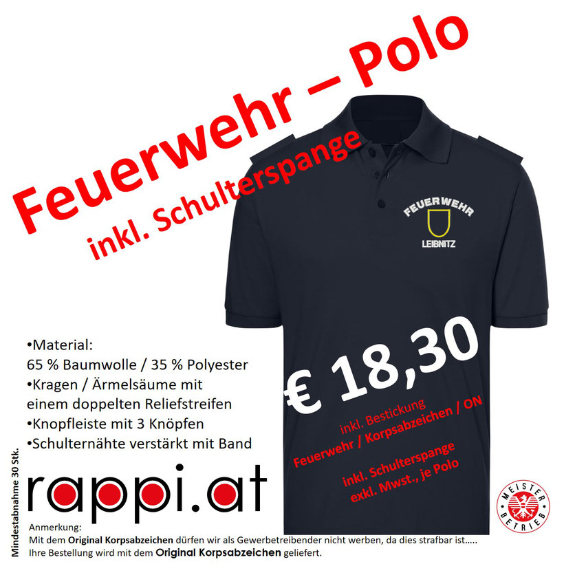 Feuerwehr Polo Steiermark Stickerei Damenmodell Damenschnitt Frau Kinder Graz Umgebung Korpsabzeichen Deutschlandsberg Voitsberg Köflach Bad Radkersburg Feldbach Fürstenfeld Hartberg Gleisdorf Weiz Murtal Knittelfeld Murau Leoben Mütze Haube Grosssticker