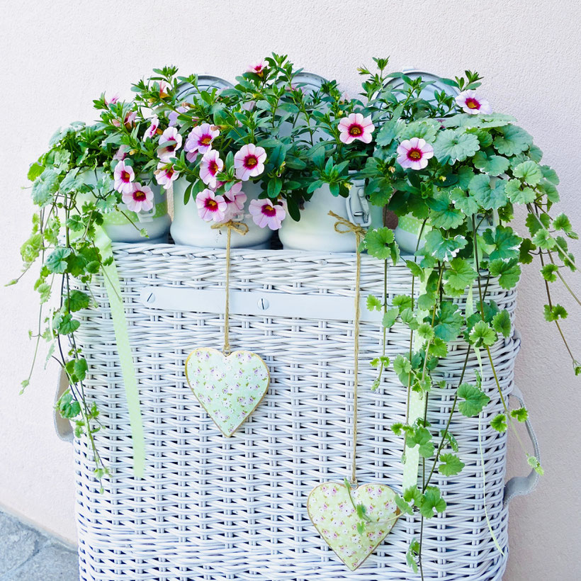 Upcycling Munitionskorb mit Sommerbepflanzung