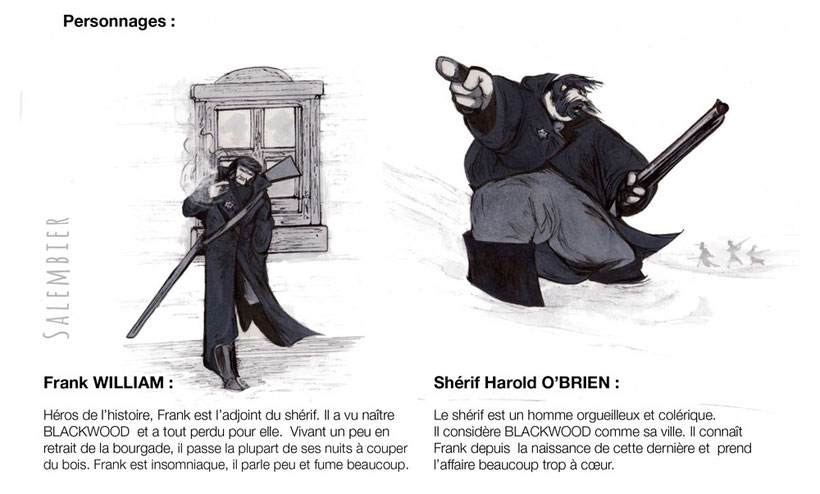 salembier-francois-projet-blackwood-couverture-illustrateur-auteur-de-bd-scénariste-freelance-projet-bd-western-black-wood-francois-salembier-couverture-neige-loup-wolf-winter-hands-blood-brume-personnage-chardesign-chara-design-nb-noir-blanc