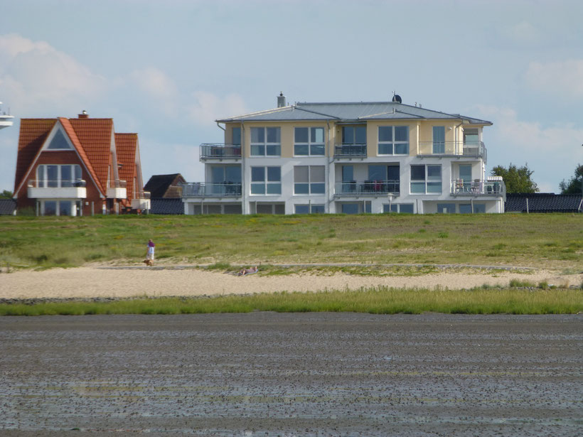 direkte Sicht auf die Nordsee und auf das Wattenmeer aus der Ferienwohnung in Cuxhaven Duhnen