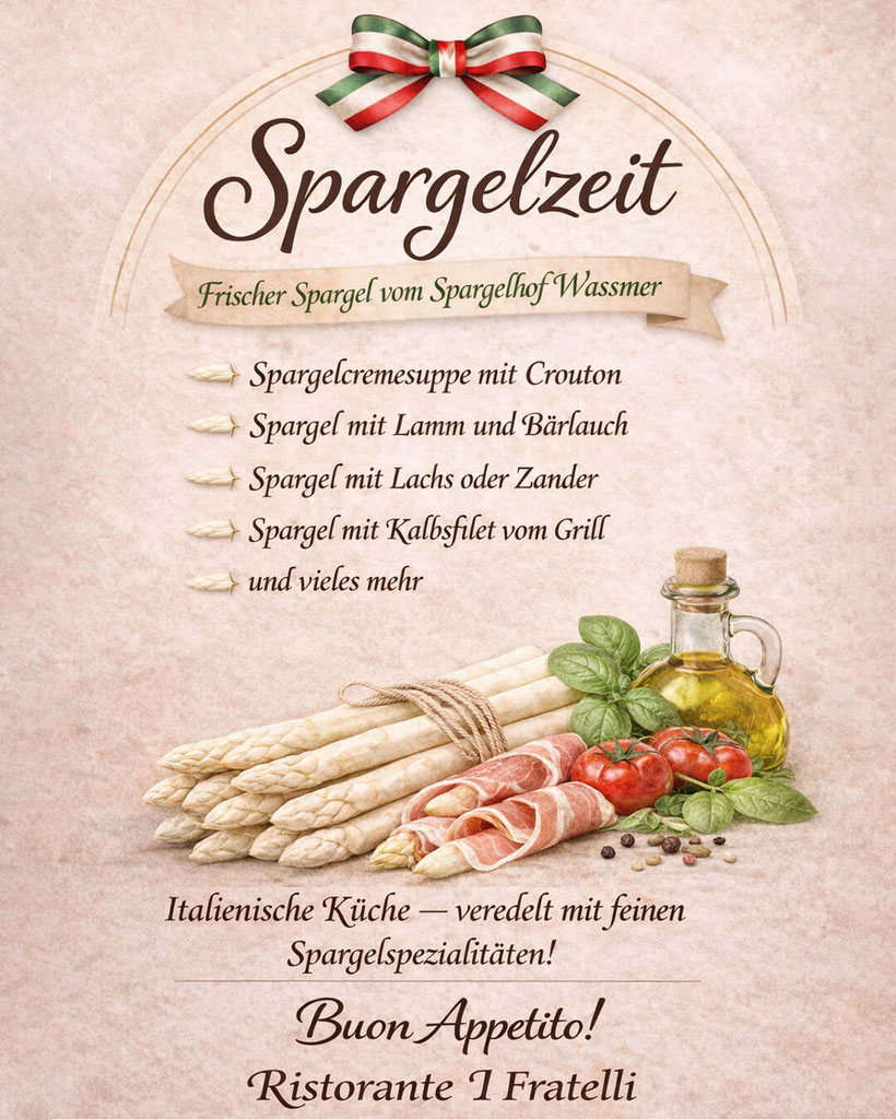 Spargelkarte im Ristorante I Fratelli in Rheinfelden