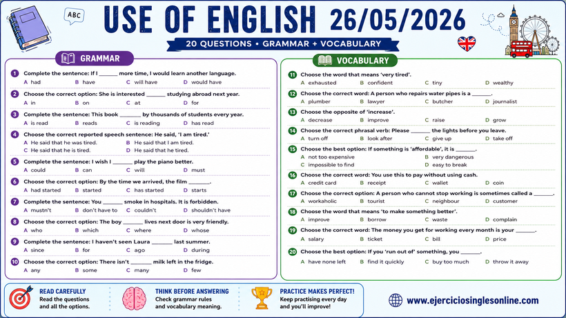 Use of English - Ejercicio - Ficha para imprimir