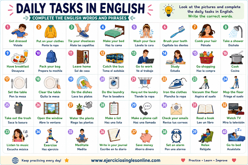 Daily tasks - Exercise - Soluciones