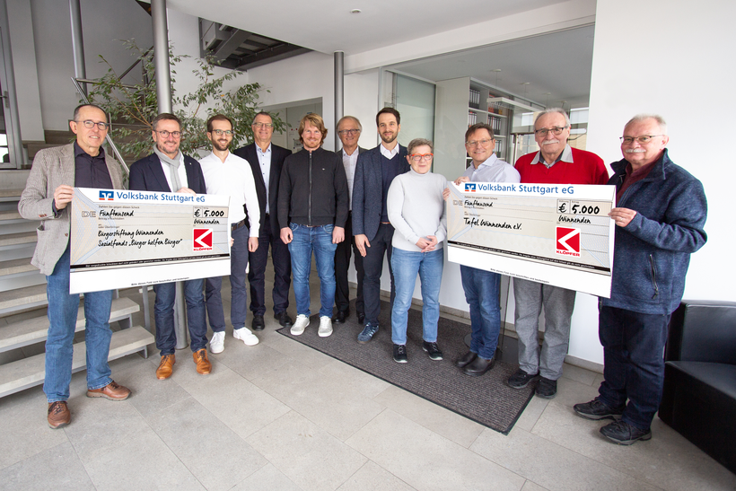 Klöpfer unsterstützt die Tafel Winnenden mit 5000 EUR