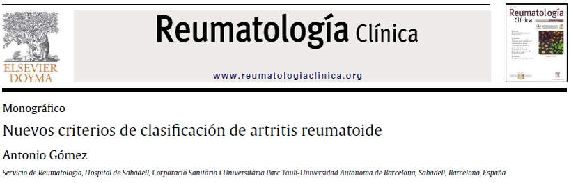Nuevos Criterios Artritis Reumatoide, reumatologia